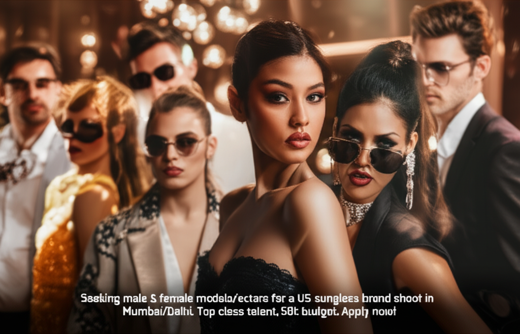 Seeking male & female models/actors for a US sunglass brand shoot in Mumbai/Delhi. Top class talent, 50k budget. Apply now!
