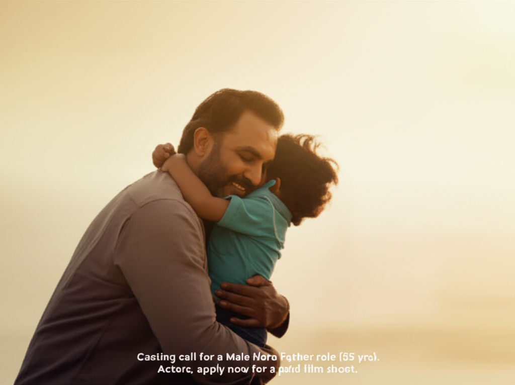 Hero Father Role Casting Call: Embodied Strength Awaits! Casting call for a Male Hero Father role (55 yrs). Actors, apply now for a paid film shoot.