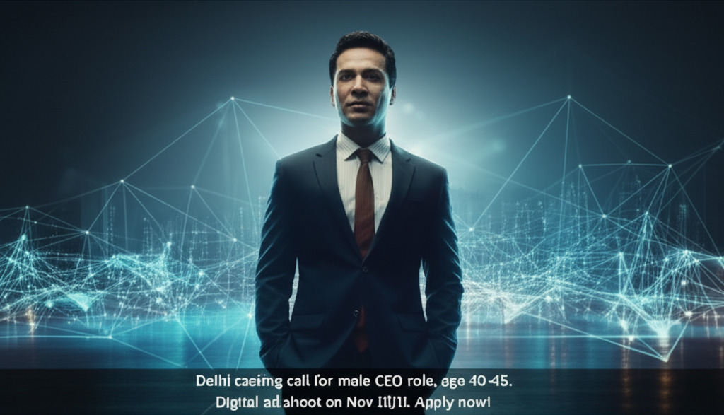 Delhi casting call for male CEO role, age 40-45. Digital ad shoot on Nov 10/11. Apply now!