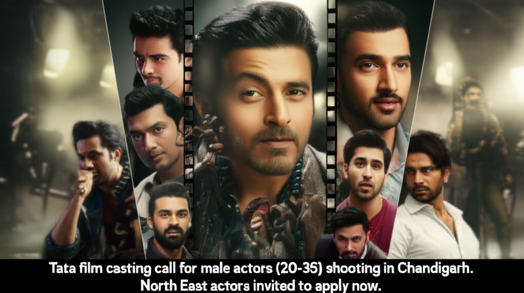 Tata film casting call for male actors (20-35) shooting in Chandigarh. North East actors invited to apply now.