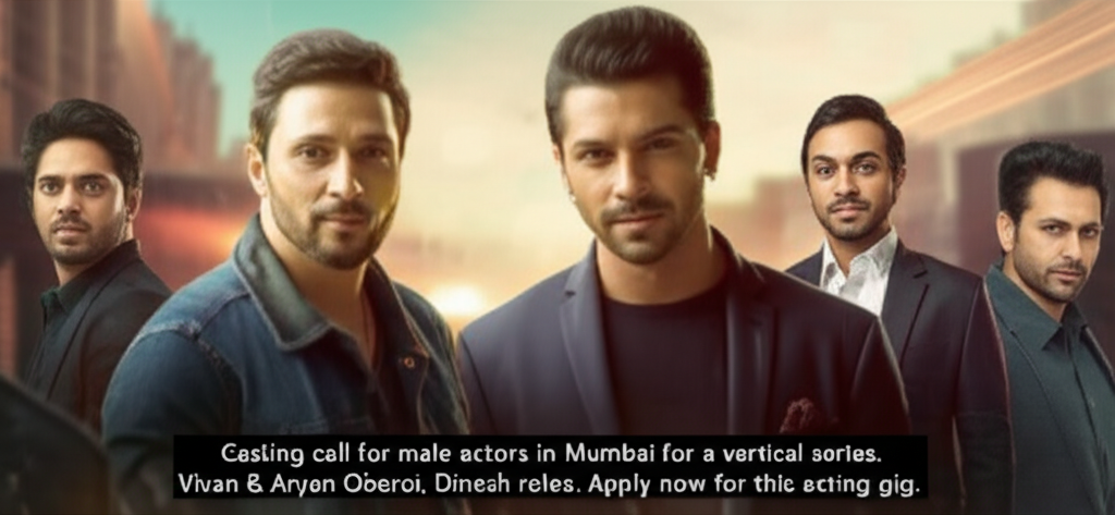 Casting call for male actors in Mumbai for a vertical series. Vivan & Aryan Oberoi, Dinesh roles. Apply now for this acting gig.