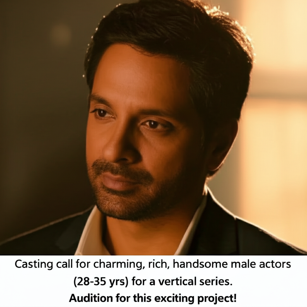 Male Actor Wanted: Captivating Vertical Series Casting Call Casting call for charming, rich, handsome male actors (28-35 yrs) for a vertical series. Audition for this exciting project!