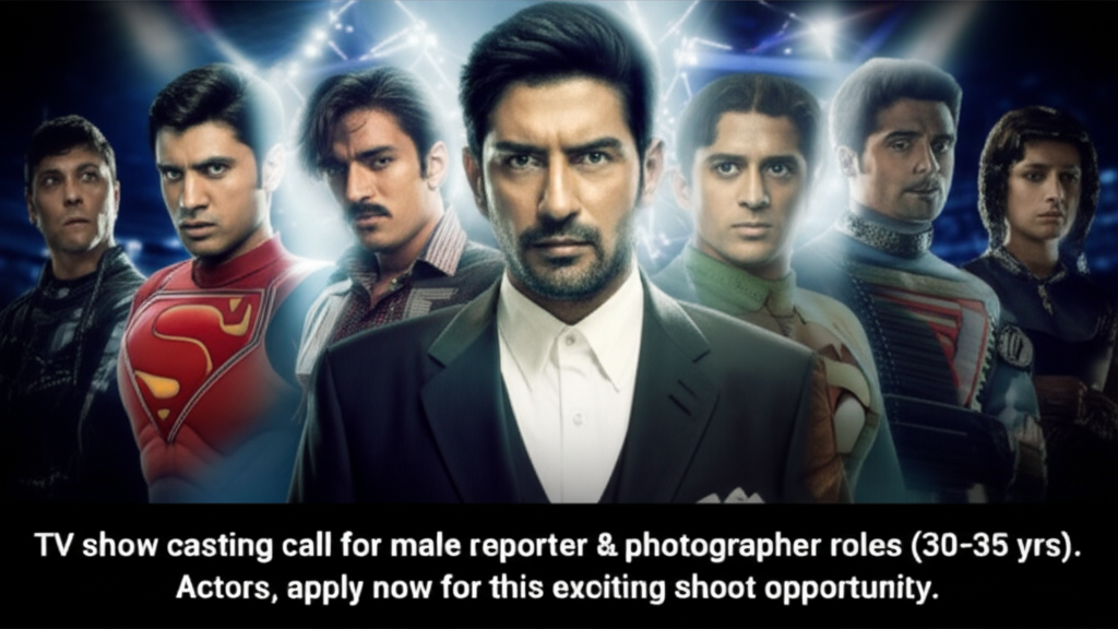 TV show casting call for male reporter & photographer roles (30-35 yrs). Actors, apply now for this exciting shoot opportunity.