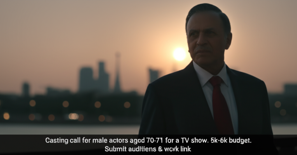 Casting call for male actors aged 70-71 for a TV show. 5k-6k budget. Submit auditions & work link.