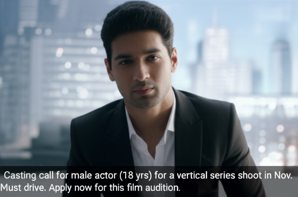 Casting Call: Male Actor, 18, Wanted for Vertical Series Casting call for male actor (18 yrs) for a vertical series shoot in Nov. Must drive. Apply now for this film audition.