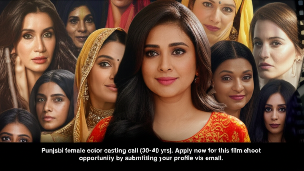 Punjabi female actor casting call (30-40 yrs). Apply now for this film shoot opportunity by submitting your profile via email.