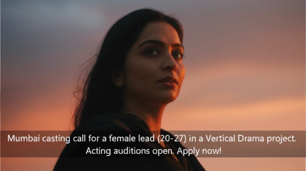 Mumbai casting call for a female lead (20-27) in a Vertical Drama project. Acting auditions open. Apply now!