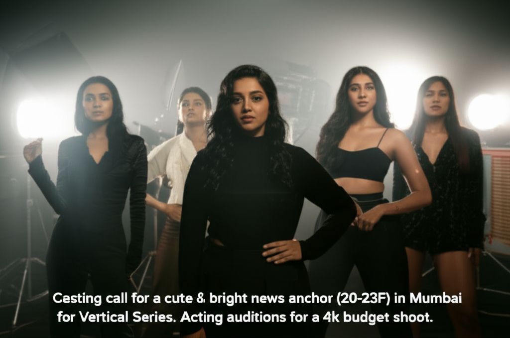 Casting call for a cute & bright news anchor (20-23F) in Mumbai for Vertical Series. Acting auditions for a 4k budget shoot.