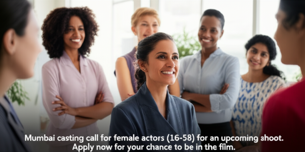 Now Casting: Female Actors for Family & Leadership Roles! Mumbai casting call for female actors (16-58) for an upcoming shoot. Apply now for your chance to be in the film.
