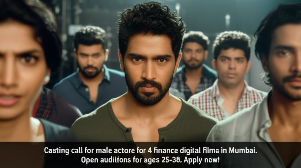 Casting Alert: Male Actors Wanted for Digital Film Project Casting call for male actors for 4 finance digital films in Mumbai. Open auditions for ages 25-38. Apply now!