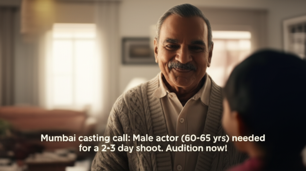 Male Actor Casting Call: Heartwarming Grandfather Role Wanted Mumbai casting call: Male actor (60-65 yrs) needed for a 2-3 day shoot. Audition now!