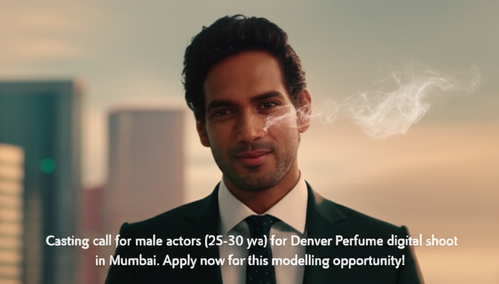 Casting call for male actors (25-30 yrs) for Denver Perfume digital shoot in Mumbai. Apply now for this modelling opportunity!