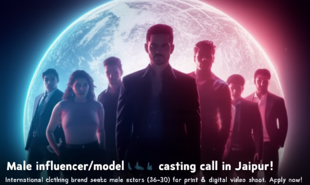 Male influencer/model casting call in Jaipur! International clothing brand seeks male actors (26-30) for print & digital video shoot. Apply now!