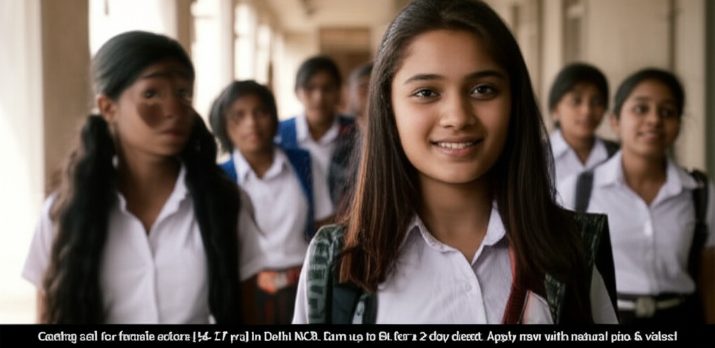 Casting call for female actors (16-17 yrs) in Delhi NCR. Earn up to 8k for a 2-day shoot. Apply now with natural pics & video!