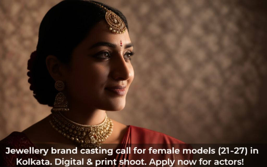 Jewellery brand casting call for female models (21-27) in Kolkata. Digital & print shoot. Apply now for actors!