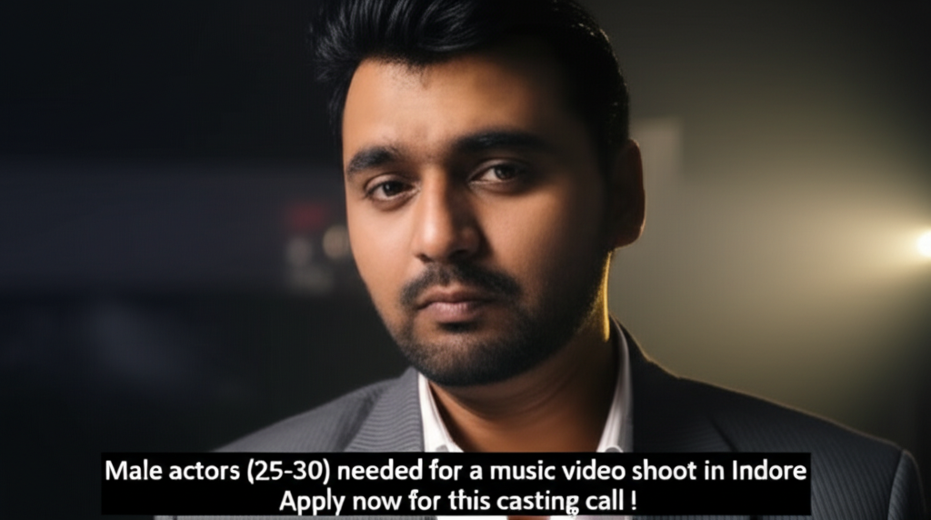 Now Casting: Male Actor for Music Video Project Male actors (25-30) needed for a music video shoot in Indore. Apply now for this casting call!
