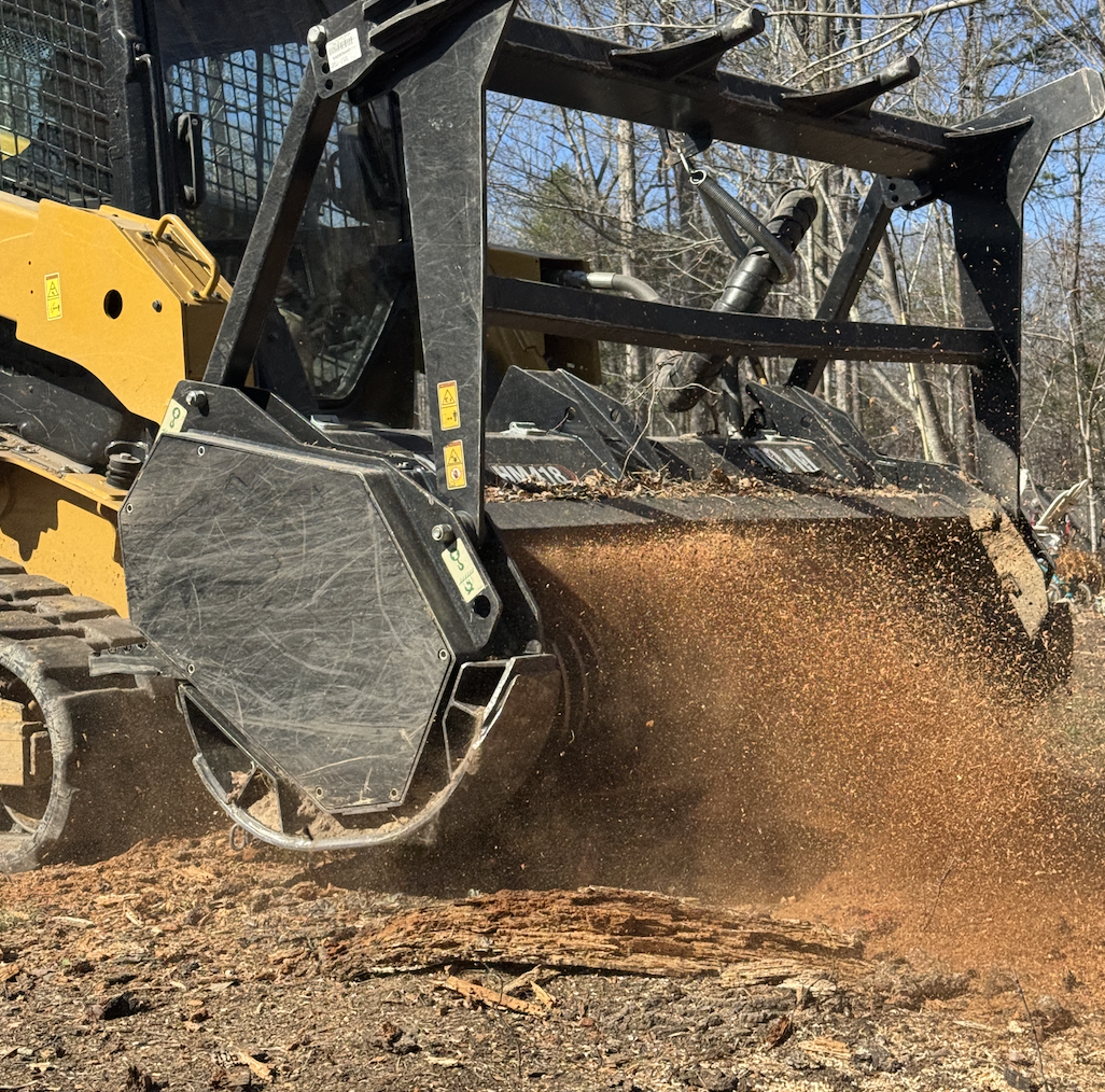 Stump grinding close-up