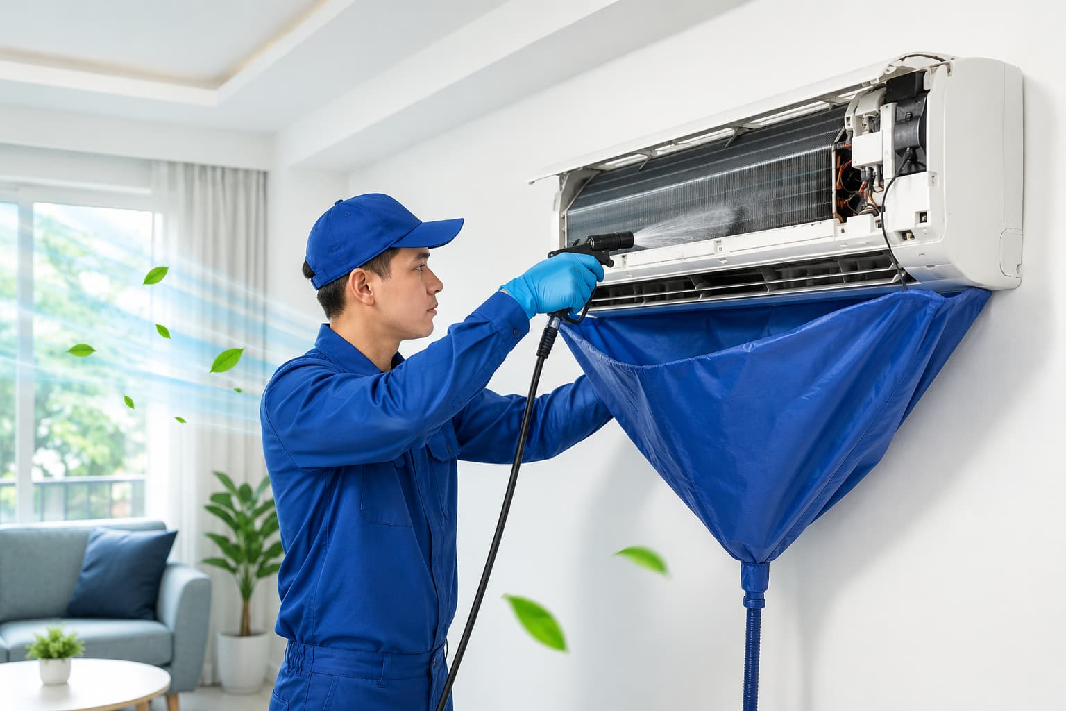 Vệ sinh dàn lạnh điều hòa treo tường tại Hà Nội