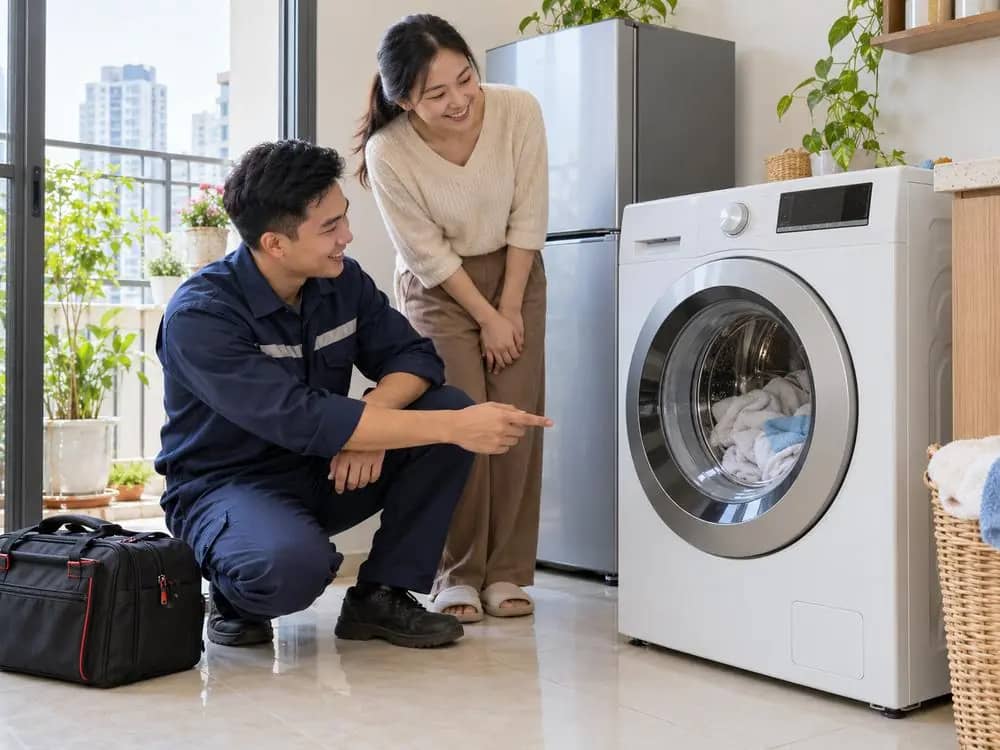 Thợ sửa chữa điện lạnh - kết quả sau khi hoàn thành: sạch sẽ, gọn gàng, chủ nhà hài lòng