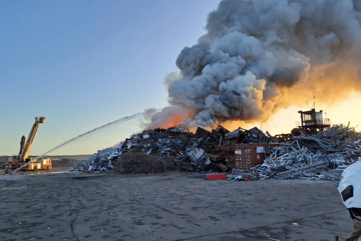 Around 80 firefighters battle blaze involving 400 tonnes of metal as residents