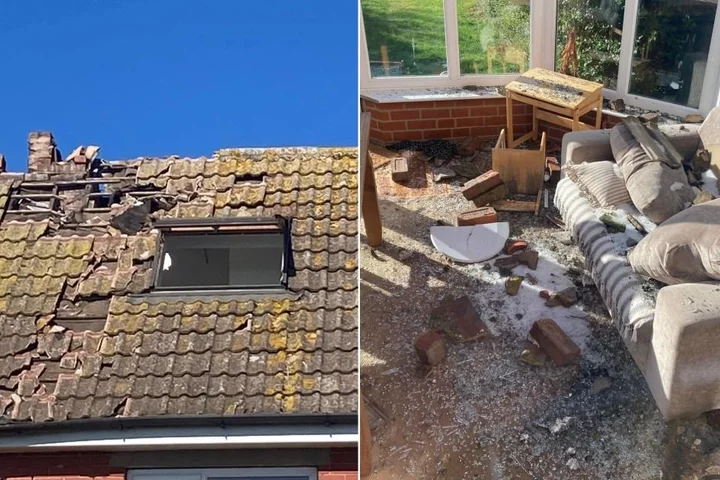 Inside the family home struck by lightning leaving 10 foot hole and £20,000 worth of damage