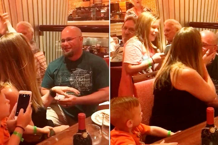 Cruise staff waiter accidentally ruins couple's engagement surprise during dinner