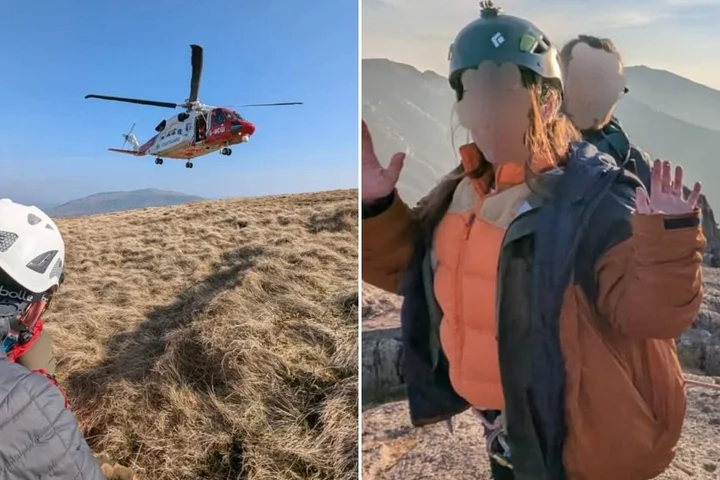 Girlfriend tears off skin saving partner falling from 3,000 ft mountain