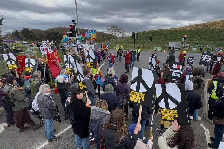 Two demonstrators arrested outside RAF base during peace protest