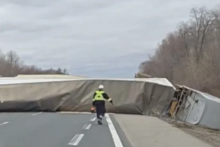 No injuries after transport truck collides with SUV on Highway 403: ‘Truly a miracle’