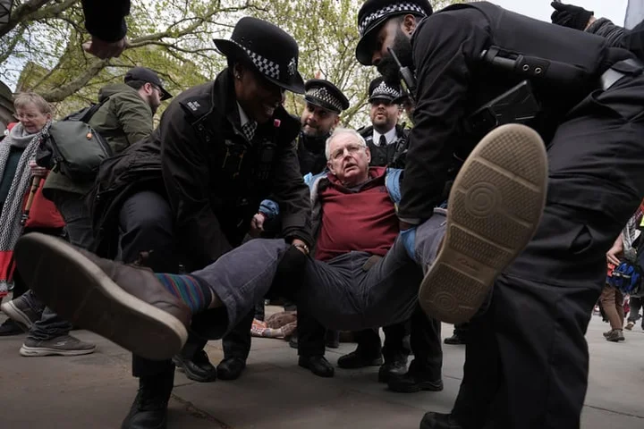 Police remove protesters during mass demonstration against Palestine Action ban