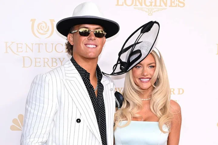 Giants' Jaxson Dart, Marissa Ayers rock flashy outfits during Kentucky Derby weekend