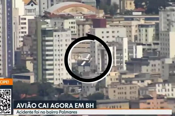 Moment plane crashes into building in Brazil city centre killing two people