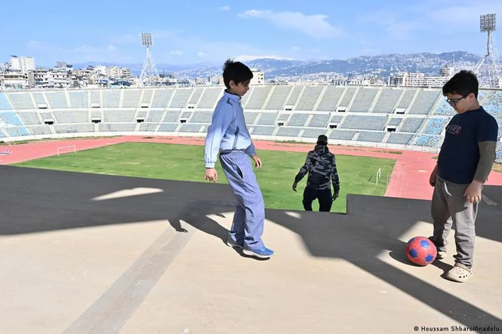 Sport helping displaced Lebanese living in stadium to cope