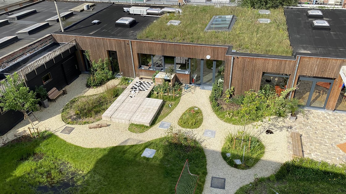 Co-Housing De Indruk, Borgerhout: natuurdak door Canopy in Borgerhout