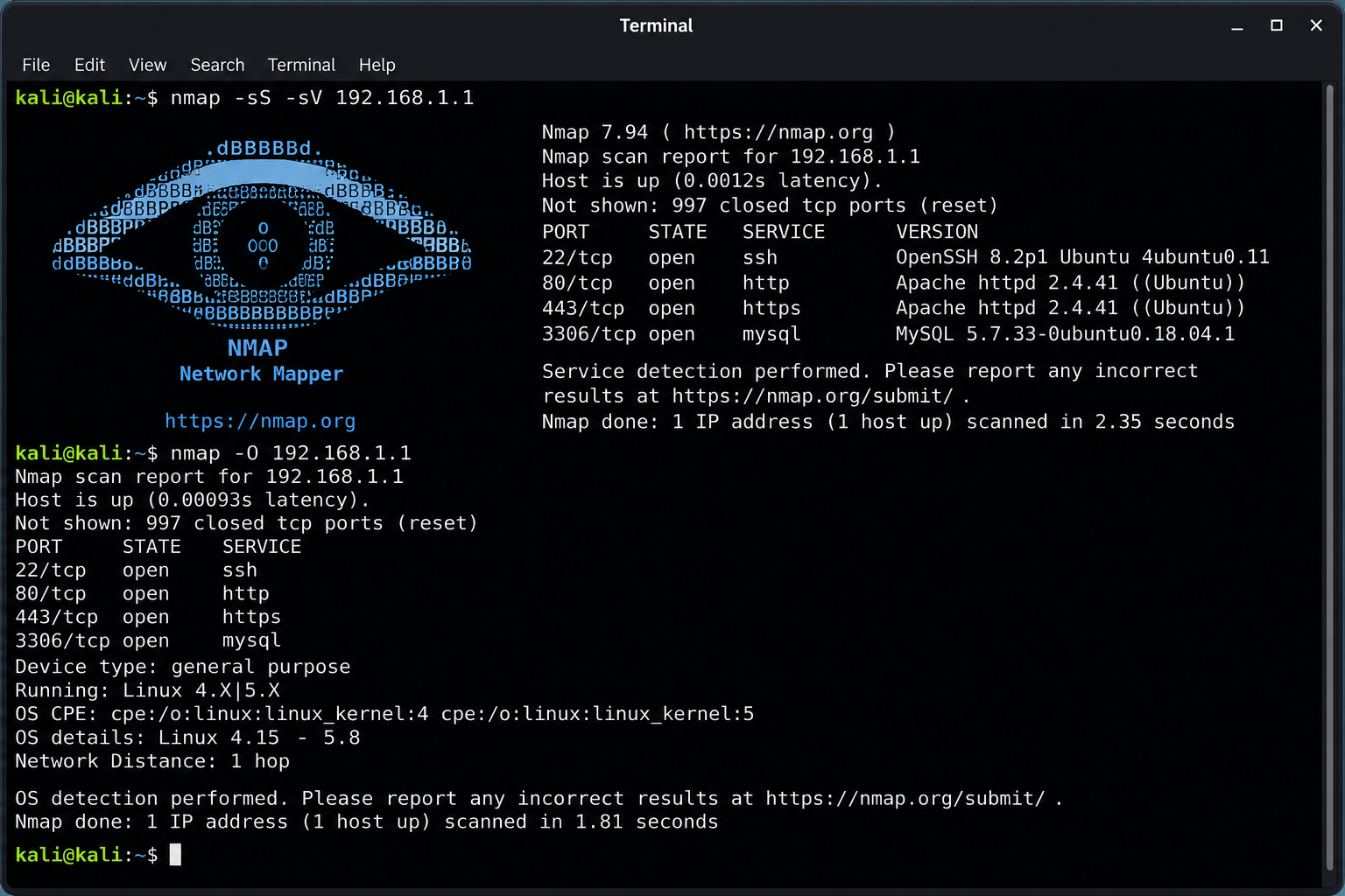 20260531 172613 Nmap network scan in terminal