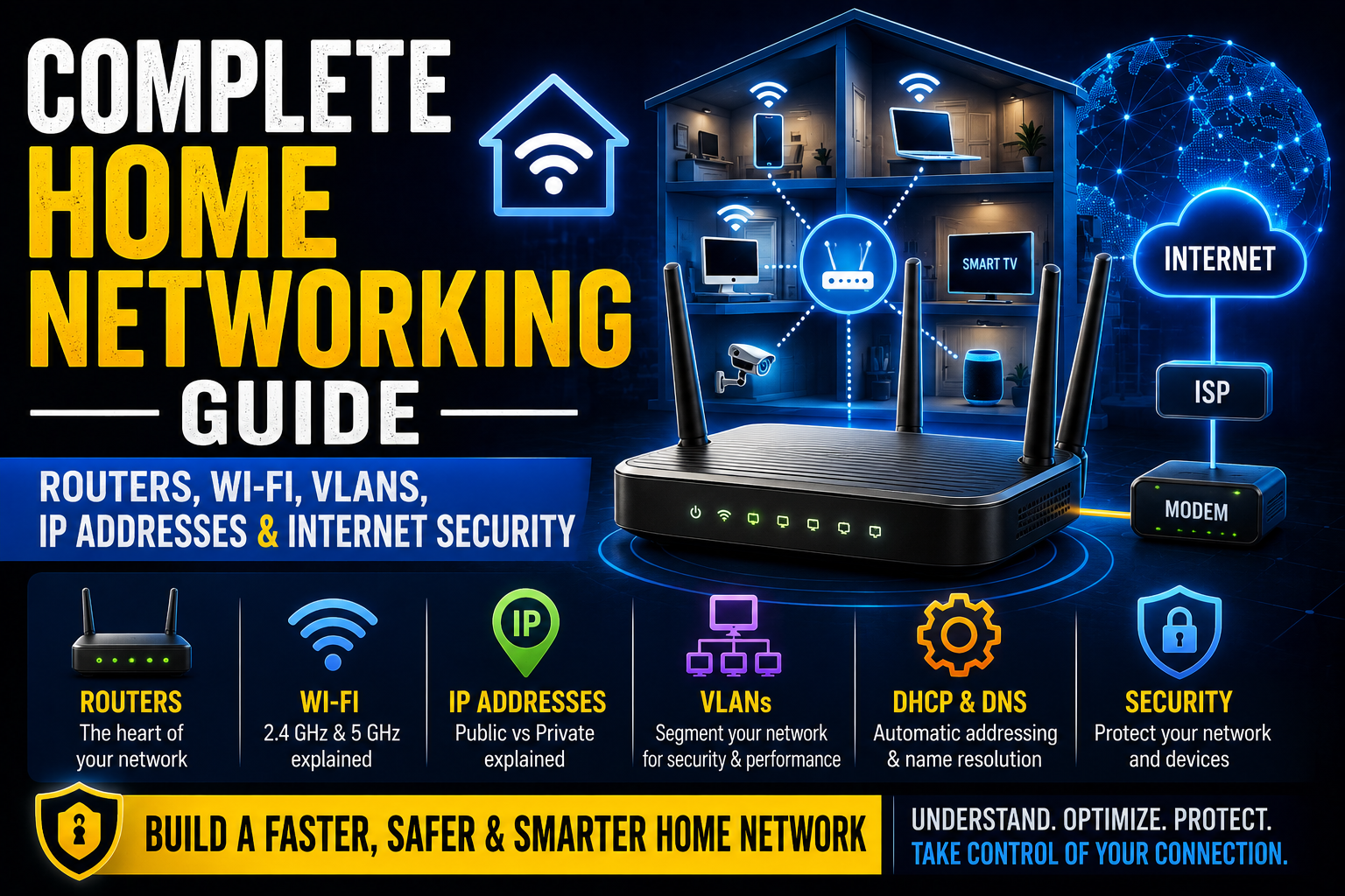 Complete Home Networking Guide: Routers, Wi-Fi, VLANs, IP Addresses, and Internet Security