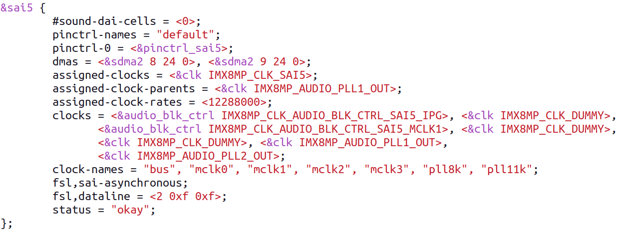 Sample rate change in device tree