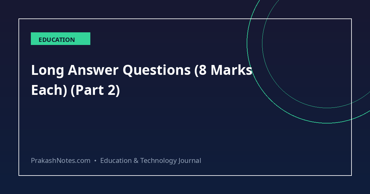 Long Answer Questions (8 Marks Each) (Part 2)