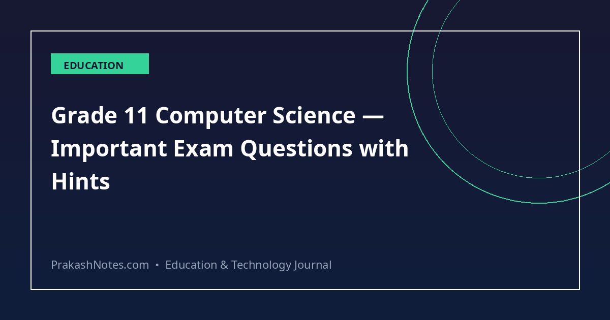 Grade 11 Computer Science — Important Exam Questions with Hints