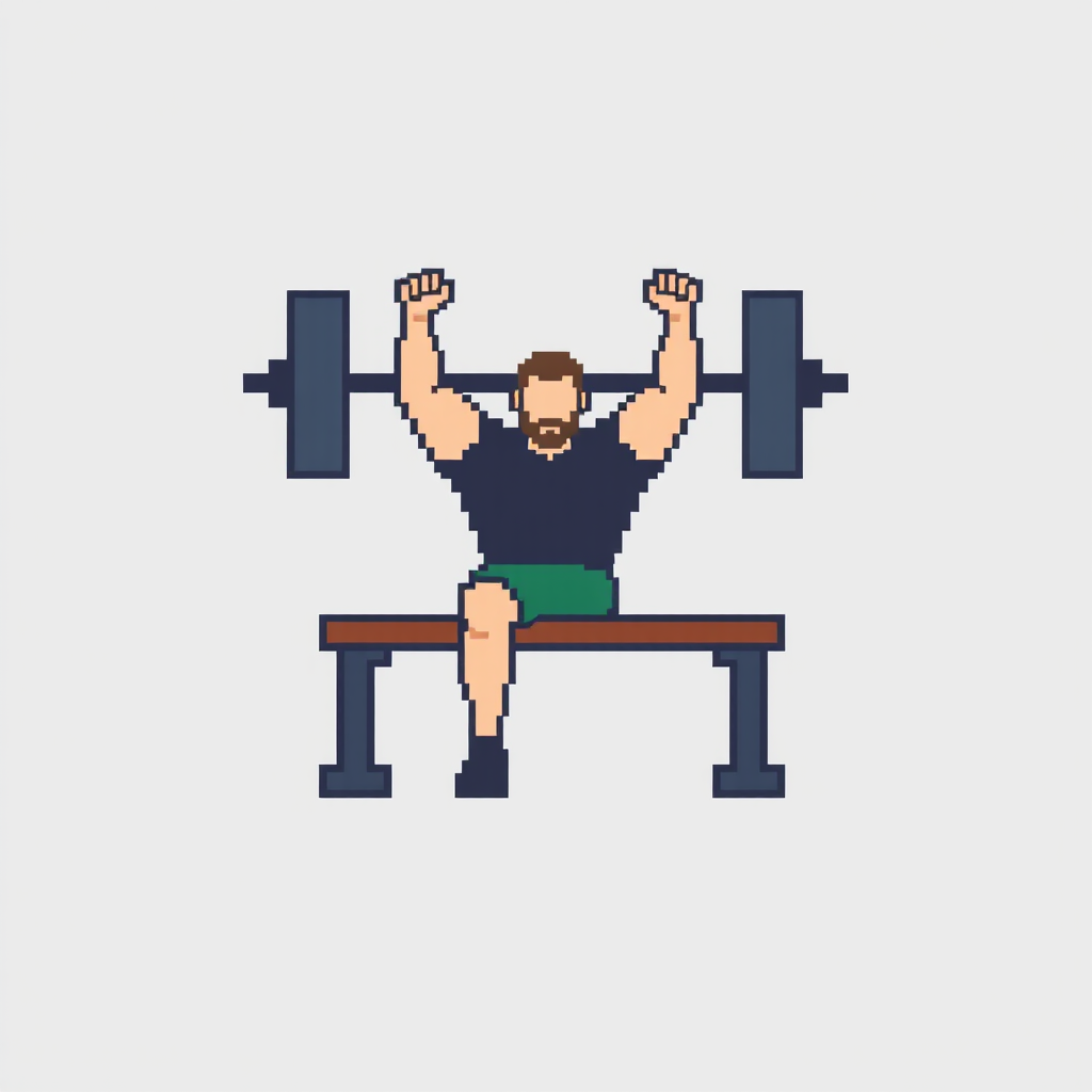 Create a minimal pixelart icon of a person doing bench press