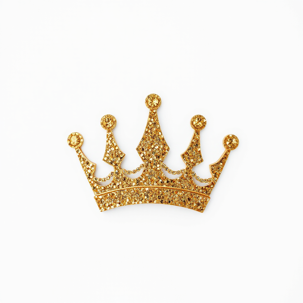 mache schriftzug innovativ und mache eine goldene krone auf das i, in minimal style