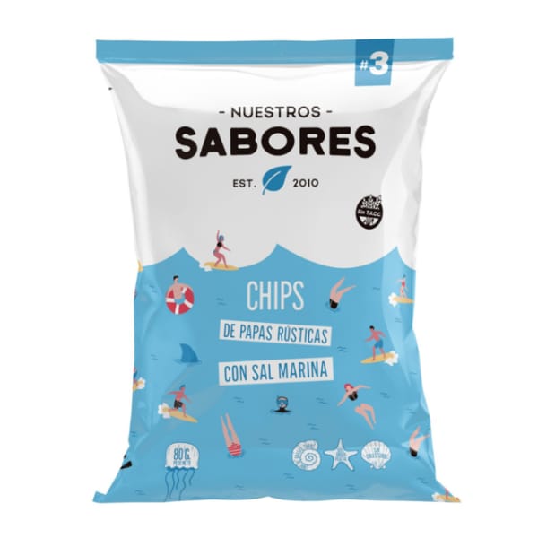 CHIPS DE PAPAS RUSTICAS CON SAL MARINA - Imagen 1