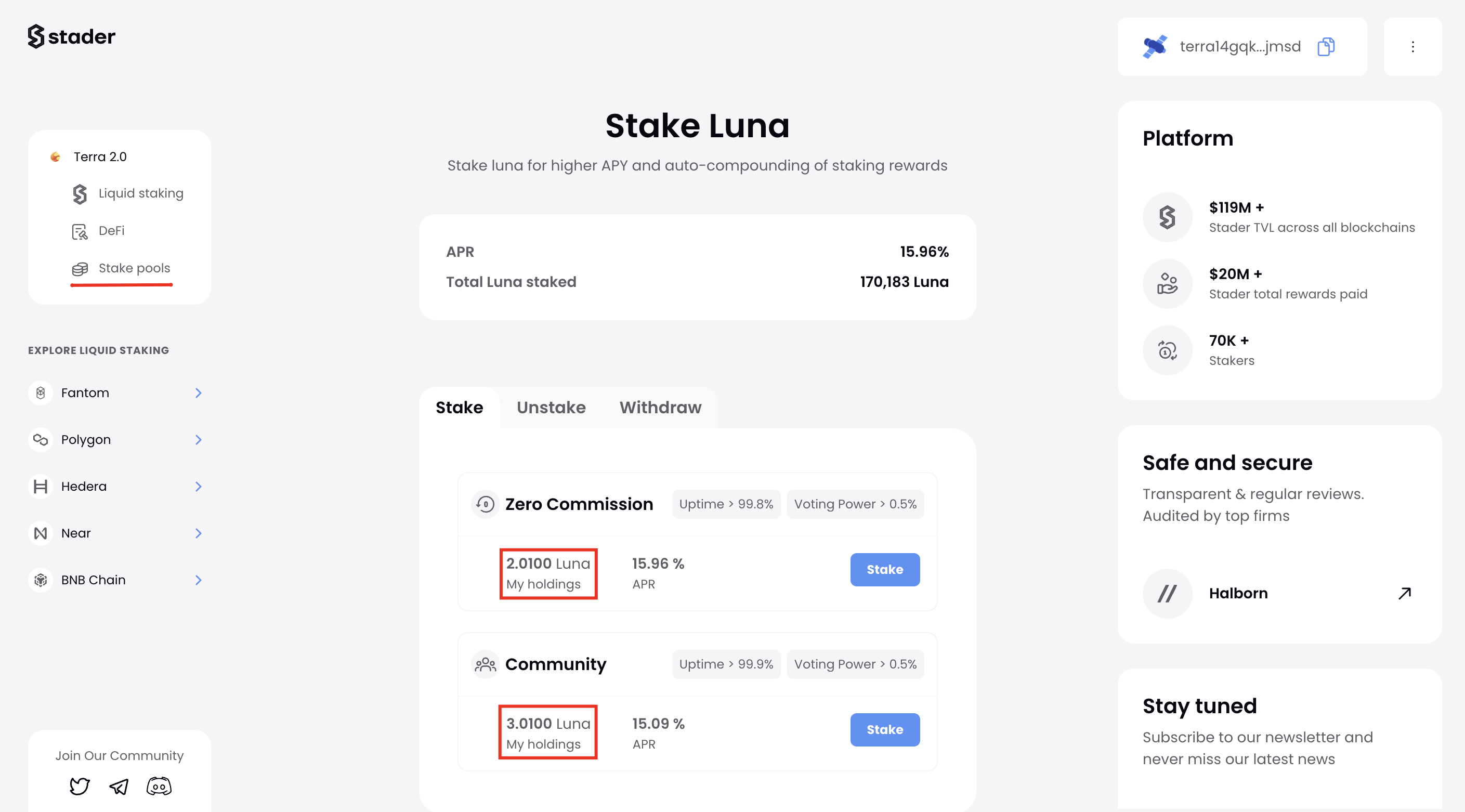 Stake Pools - My Holdings