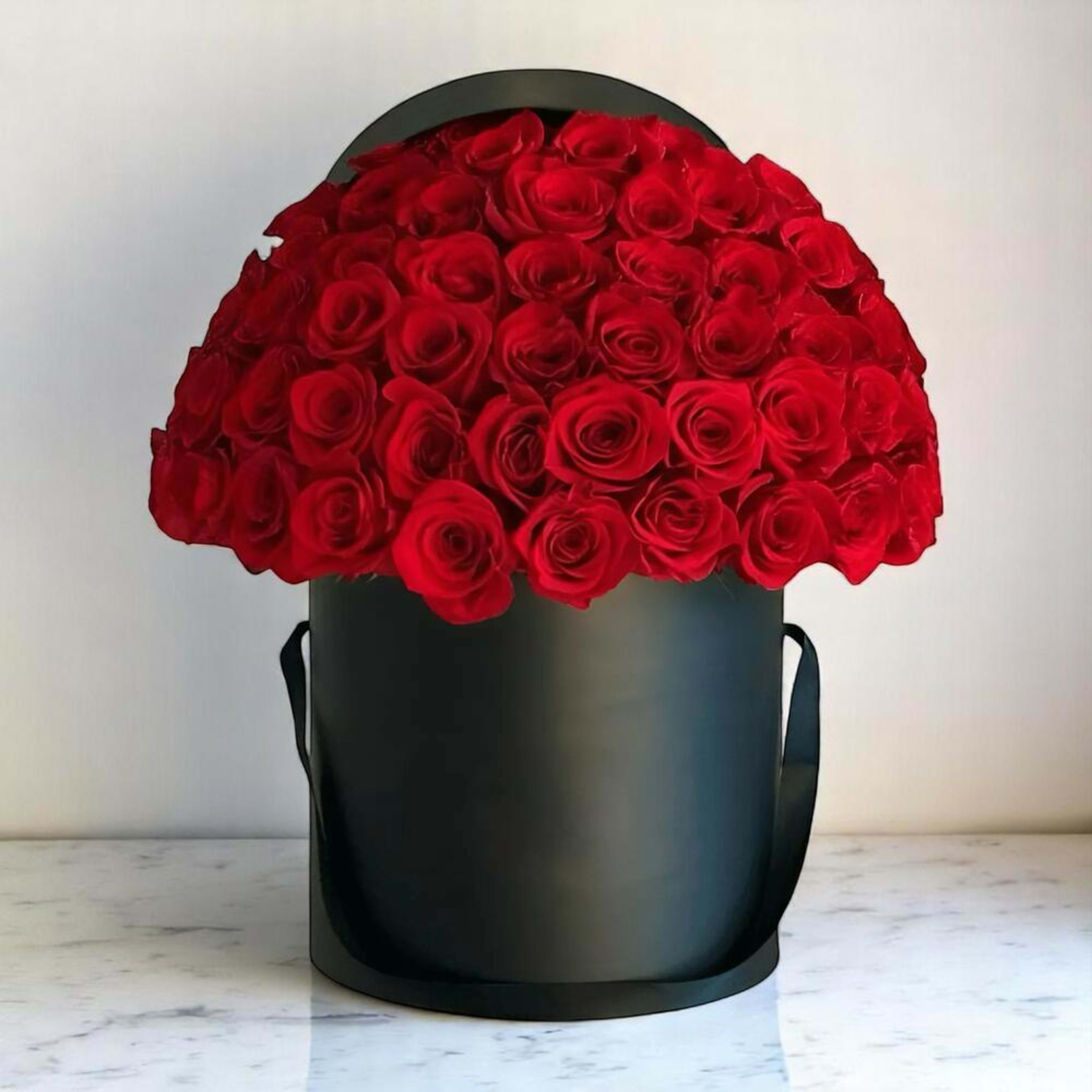 Luxury Black Box with 35 Premium Red Roses – Elegant Romantic Flower Gift