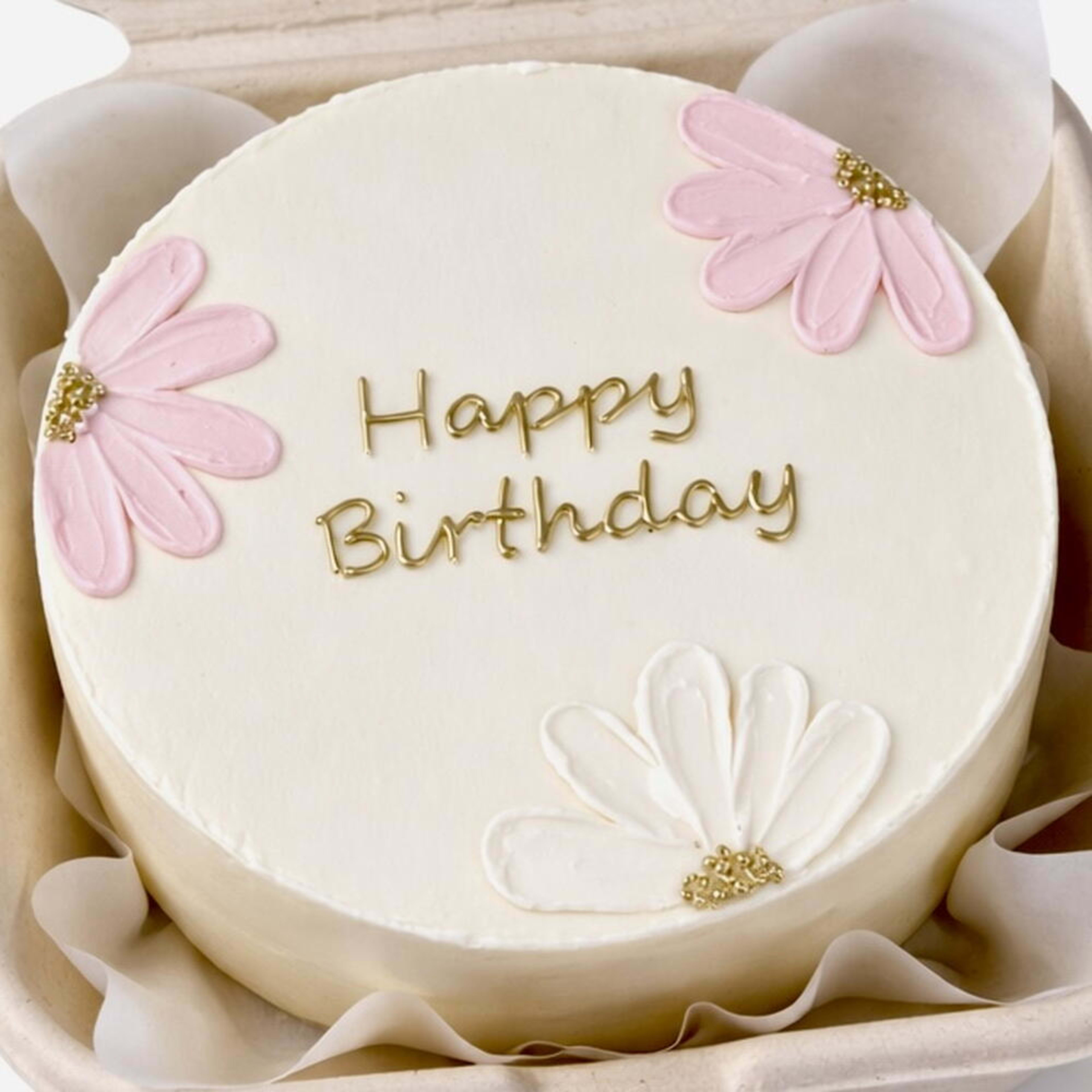 A Blooming Wish – Elegant Floral Happy Birthday Bento Cake