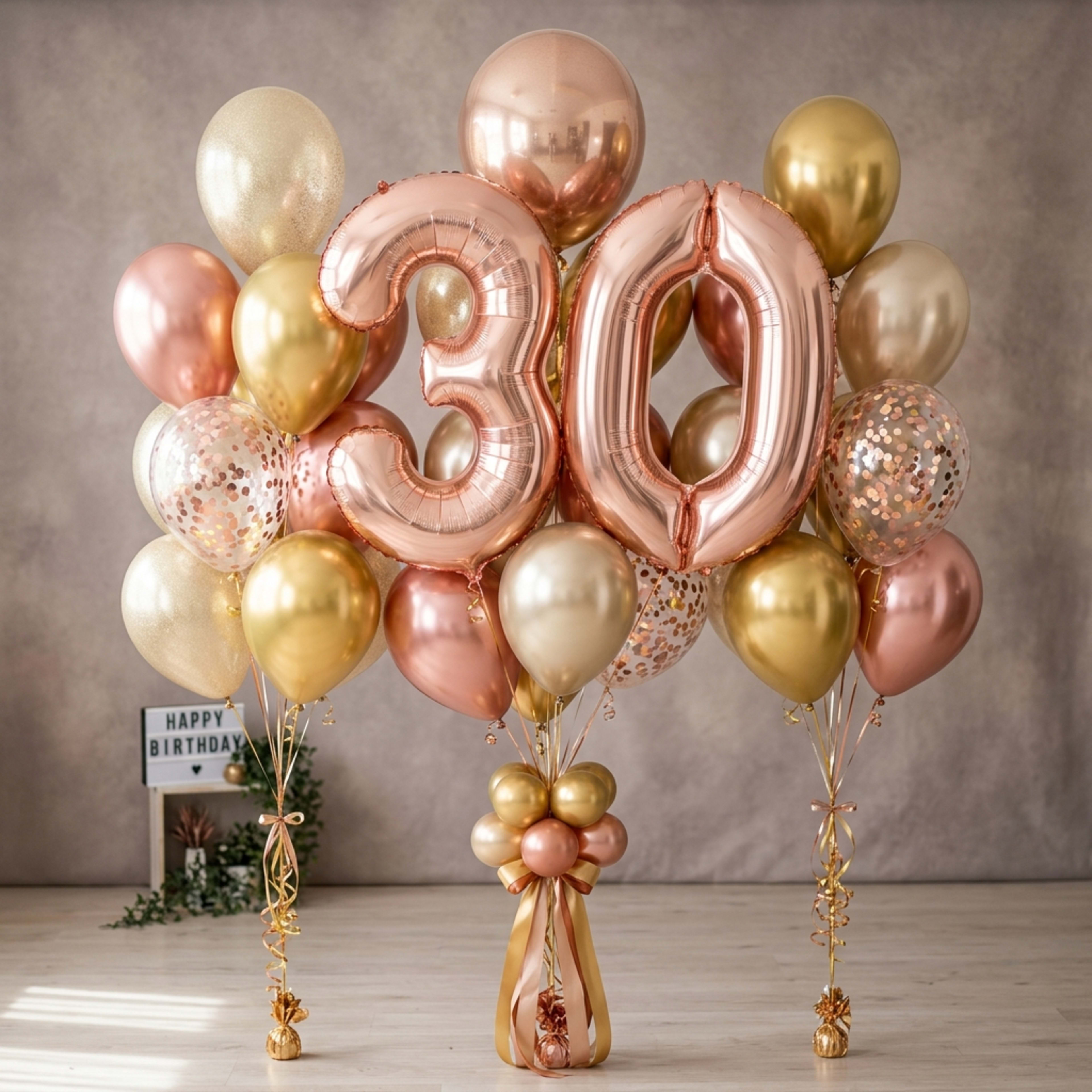 Golden Birthday Balloon Bouquet