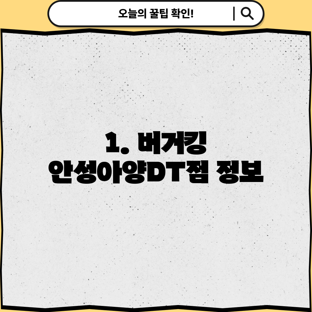 1. 버거킹 안성아양DT점 정보