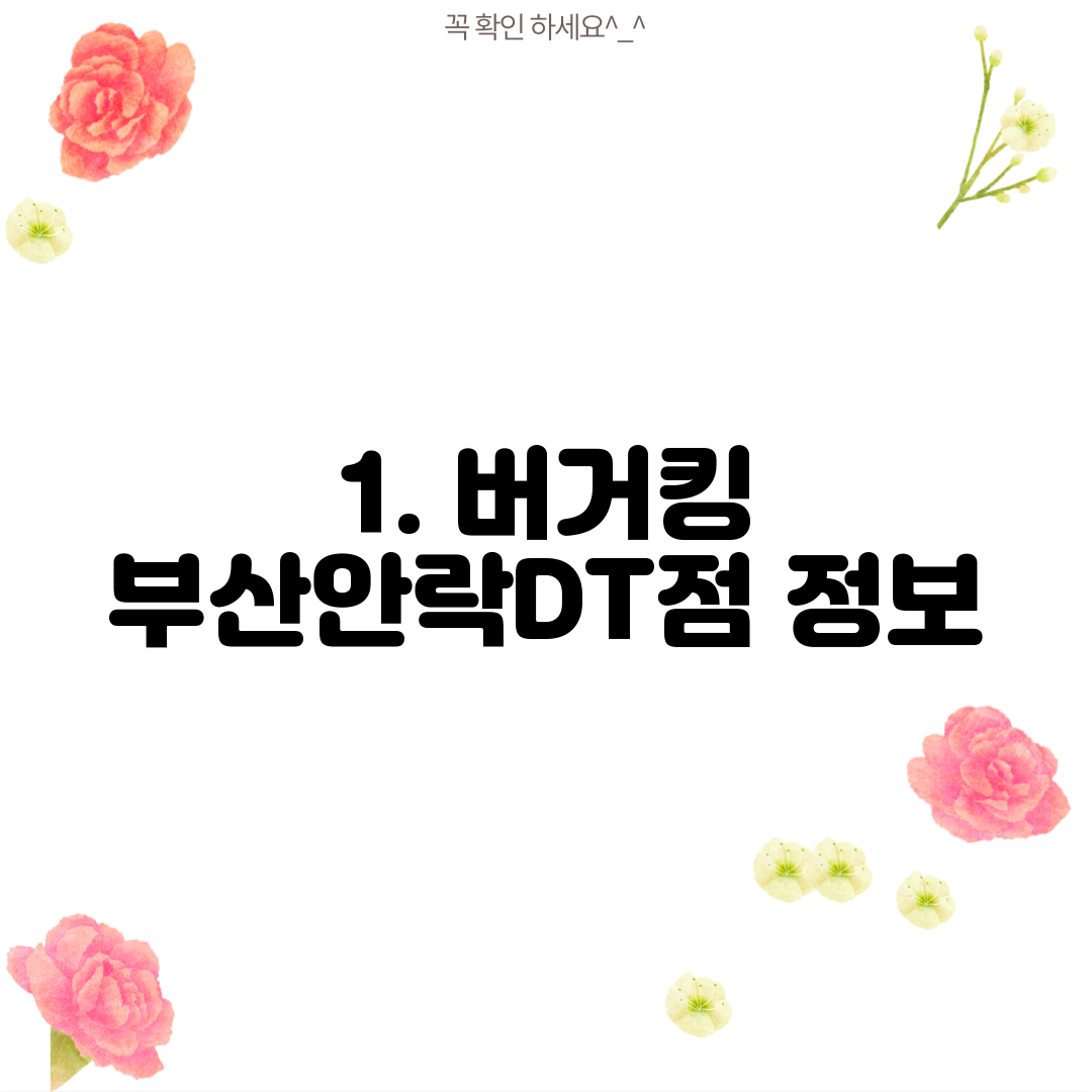 1. 버거킹 부산안락DT점 정보