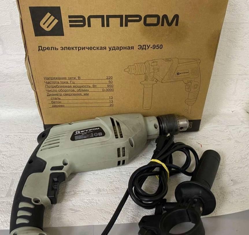 Дрель Элпром ЭД-950 ударная для бетона, сетевая, 950 Вт, с плавным регулированием скорости и реверсом 3000 об мин 13 мм