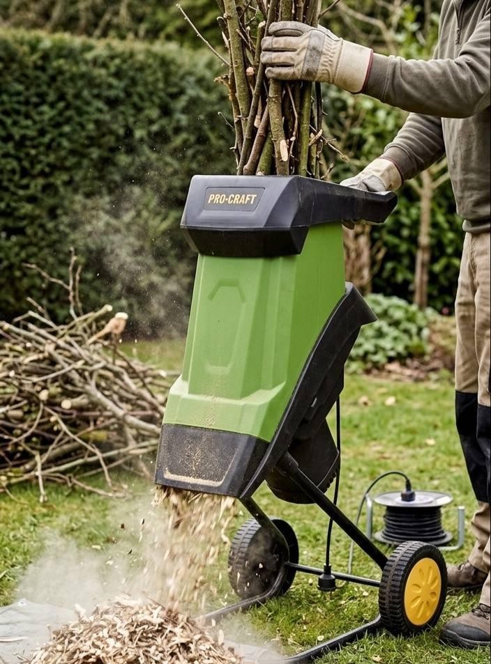 Дробилка для дерева Procraft электрическая, измельчитель садовый для веток 40 мм, зернодробилка для зерна с питанием от сети 220В